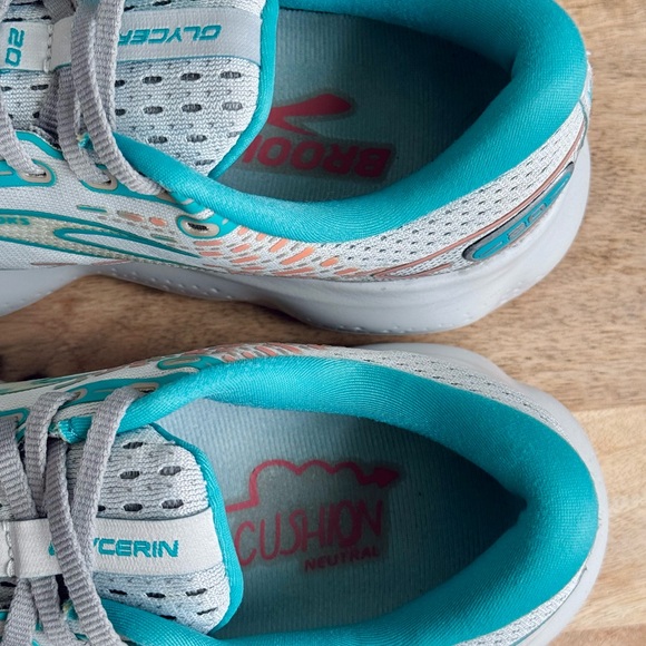 Brooks Glycerin 20 Running Shoes Women’s 9 Gray Coral Latigo Bay Aqua Blue - Picture 8 of 11